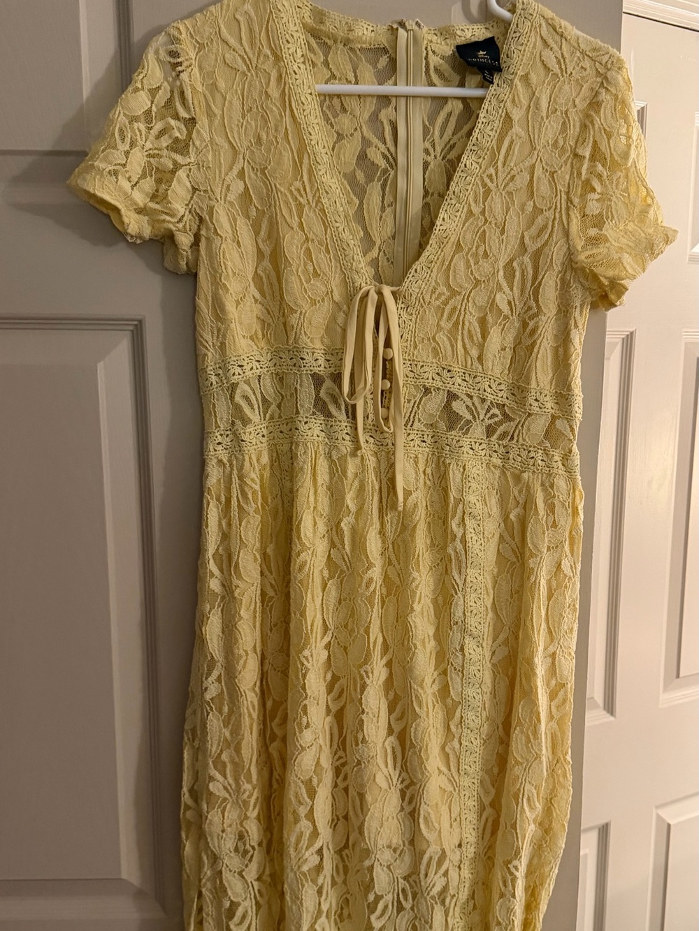 Disney Yellow Lace Tie-Front Formal Dress